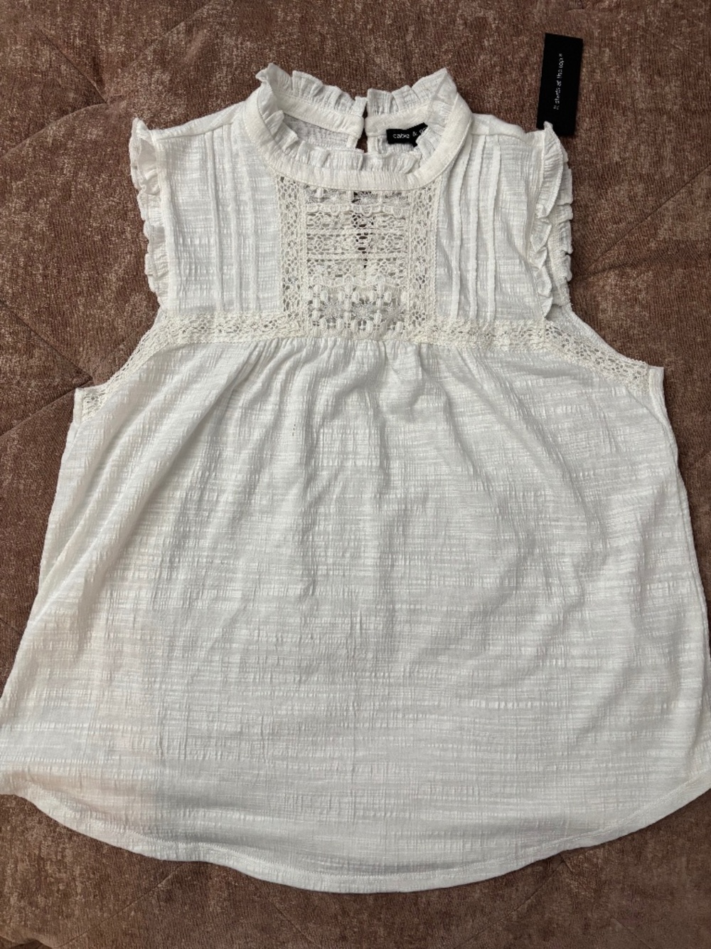 Cable and gauge white dressy tank top large